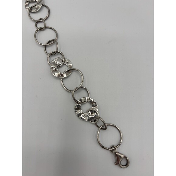 Silpada Sterling Silver 925 Hammered PAPER CHAIN Circle Links Bracelet B1217 8” - Picture 5 of 7